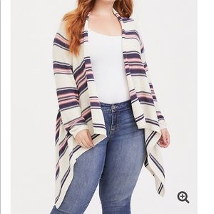 Torrid Ivory Stripe Drape Front Cardigan